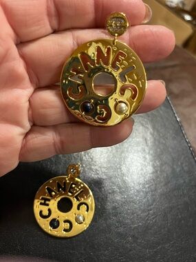 Chanel 2019 Egyptian Cut Out Oversized Dangle textured Earrings